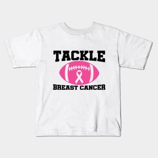 Tackle Breast Cancer Football Sport Awareness Support Pink Ribbon Kids T-Shirt